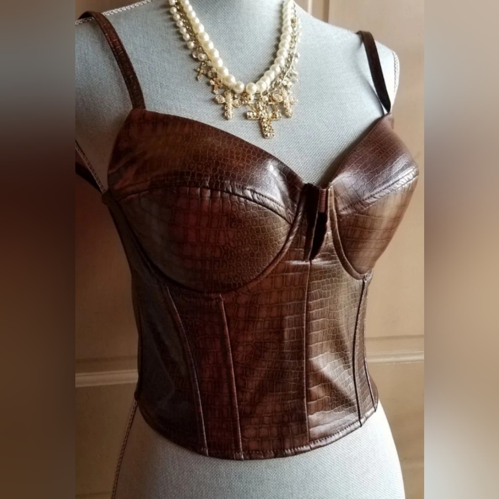 Say What Croc Embossed Look Bustier